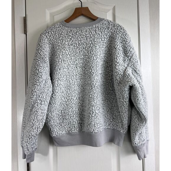 Victoria's Secret PINK Women's Sherpa Oversized Pullover Pockets Gray Size S - Picture 2 of 11